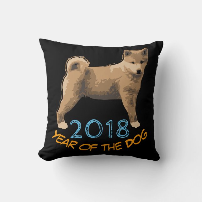 Coussin Shiba inu Chien Année personnalisée Année carré co (Recto)