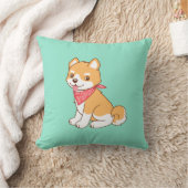 Coussin Shiba Inu, chien coquelet mignon, en vert (Couverture)