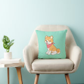 Coussin Shiba Inu, chien coquelet mignon, en vert (Chaise)