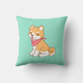 Coussin Shiba Inu, chien coquelet mignon, en vert (Verso)