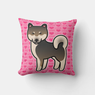 Coussin Shiba Inu coeurs d'amour sésame