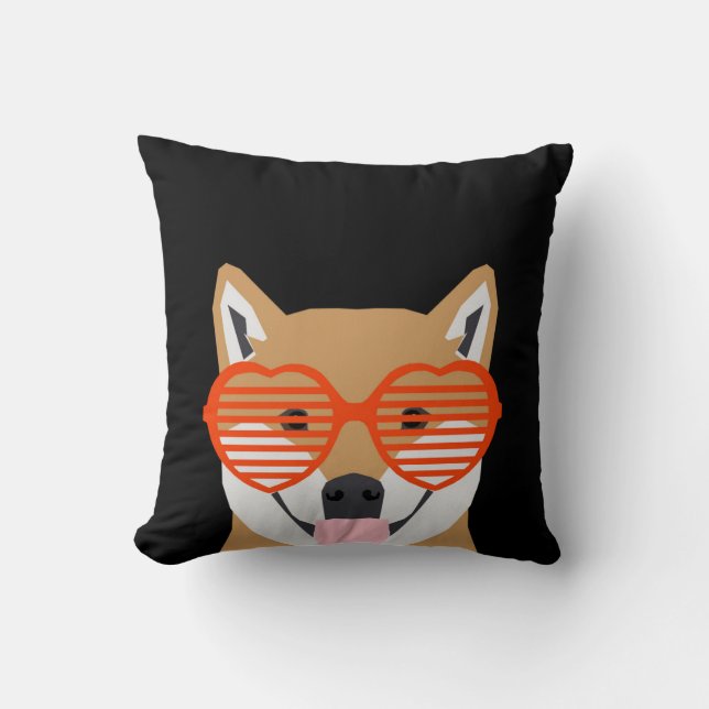Coussin Shiba Inu - De belles lunettes de coeur - design n (Recto)