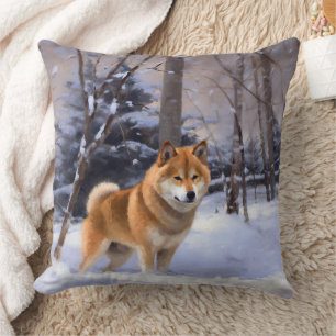 Coussin Shiba Inu Laissez Neige Noël