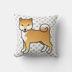 Coussin Shiba Inu rouge mignon chien de dessin animé & pat