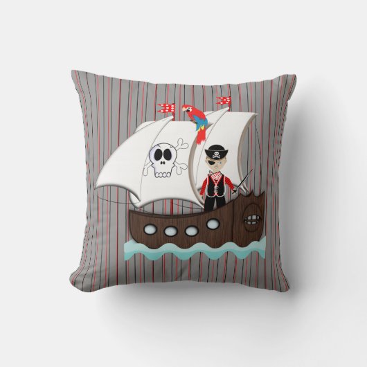 Coussin Ship Ahoy Matey Enfants Pirate Thème (Recto)