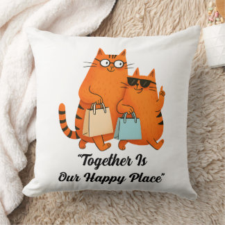 Coussin Shopping Day Cat Love