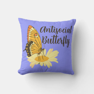 Coussin Shy Introvert esthétique Antisocial Butterfly