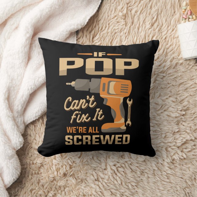 Coussin Si Pop Cant Fixer It Funky Handyman Grand-pa (Couverture)