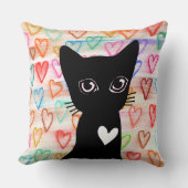 Coussin Si vous aimez les chats noirs - coeurs pour vous (Recto)