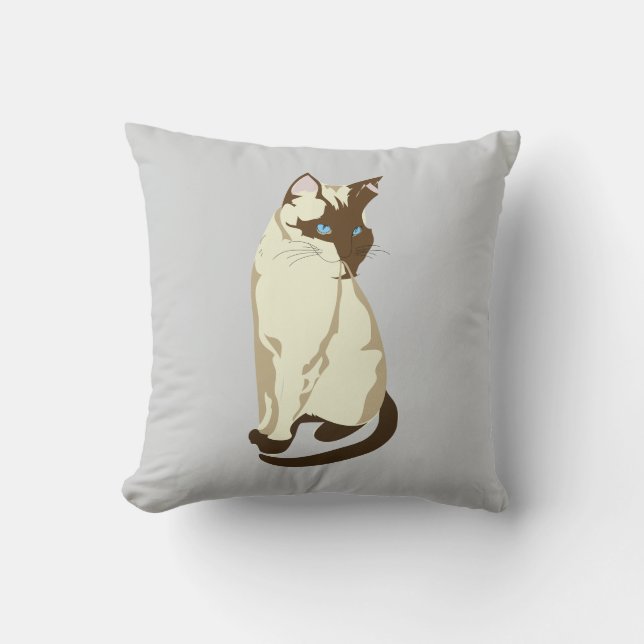 Coussin Siamese Cat on Throw Pillow (Recto)