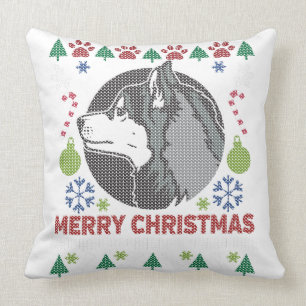 Coussin Sibérie Husky Joyeux Noël Chant