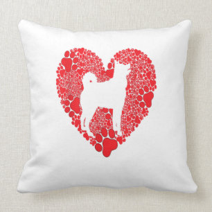 Coussin Sibérie Husky Paw Heart Valentines Amoureux des ch