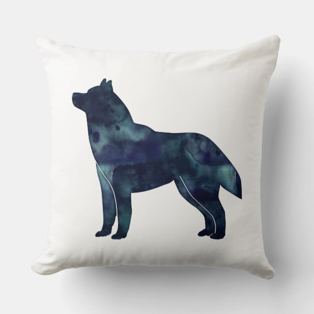 Coussin Sibérien Husky noir Motif géométrique Silhouette (Recto)