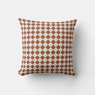 Coussin Sienna Brown et White À damiers Jacquard Motif