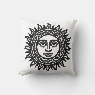 Coussin Sigil Visage Solaire – Tee Emblème Soleil Noir