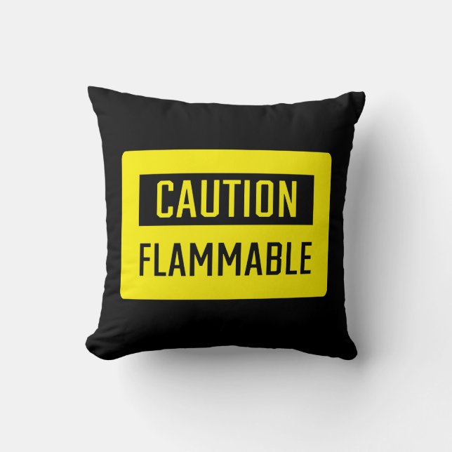 Coussin Signal inflammable de prudence (Recto)