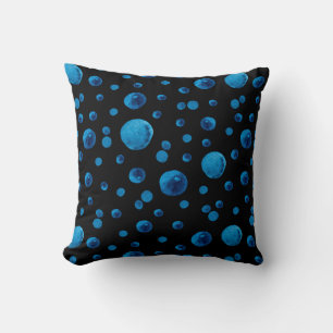 Coussin Signature des sphères d'aquarelle bleue