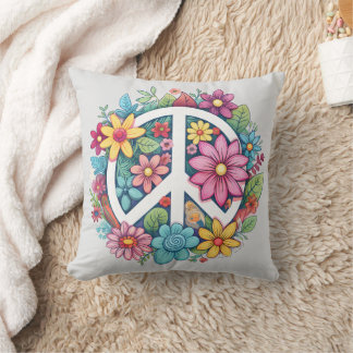 Coussin Signe de Paix Bohème Hippy 60s 70s