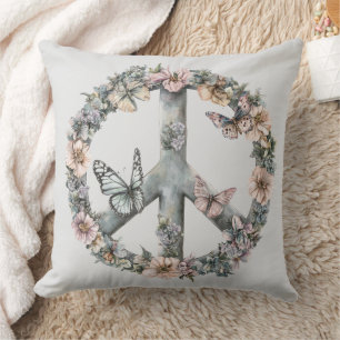 Coussin Signe de Paix Bohème Hippy 60s 70s