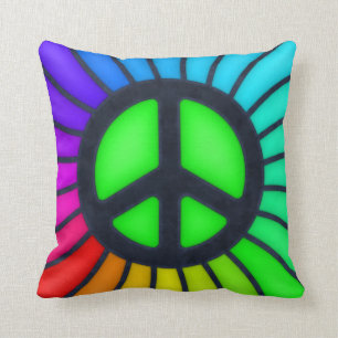 Coussin Signe de paix coloré