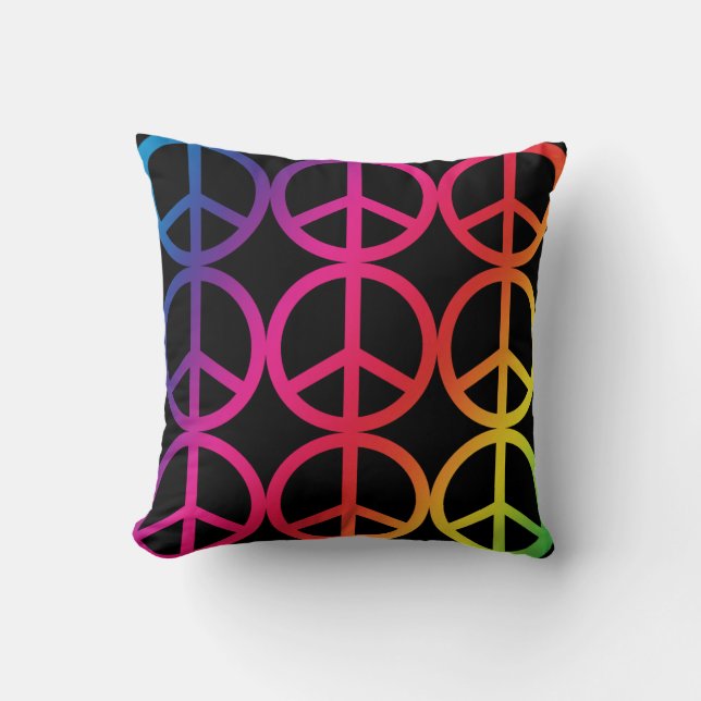 Coussin Signe de paix d'arc-en-ciel (Recto)