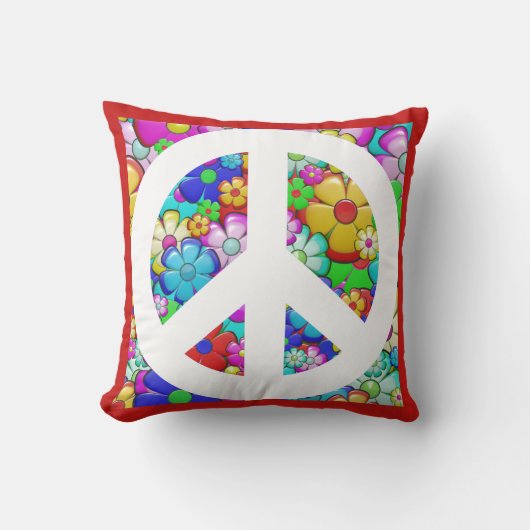 Coussin Signe de paix hippie (Recto)