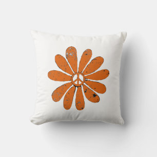 Coussin SIGNE DE PAIX Hippie Fleur Orange Revêtu