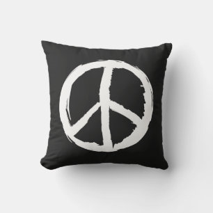 Coussin signe de paix pictural amusant