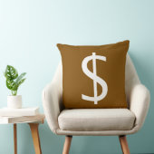 Coussin Signe dollar blanc riche décoratif marron (Chaise)