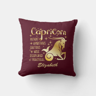 Coussin Signe du zodiaque Capricorne personnalisé Luxe Mar