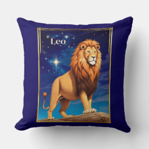 Coussin Signe du zodiaque Lion sous un ciel étoilé