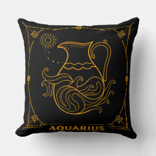 Coussin Signe du zodiaque Verseau doré