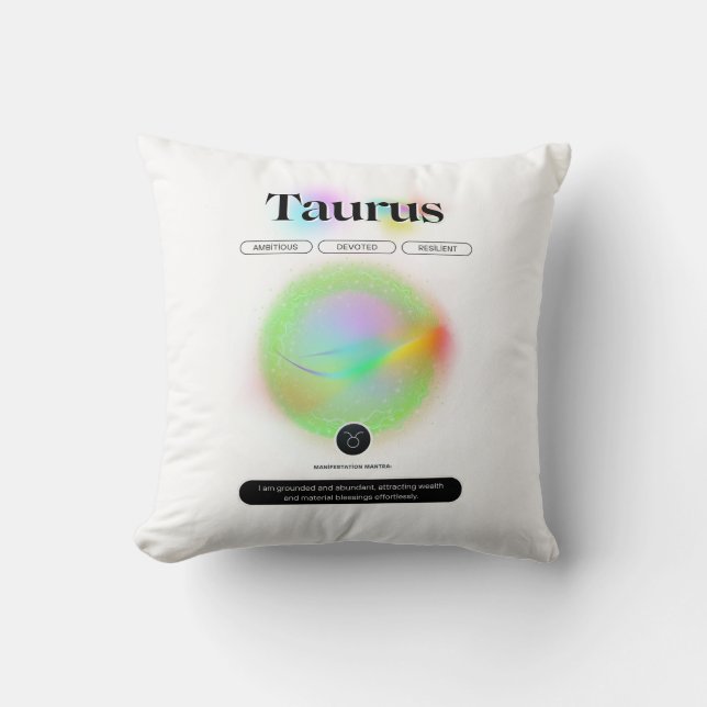 Coussin Signe moderne Zodiac Taurus Citation Élément Terre (Recto)