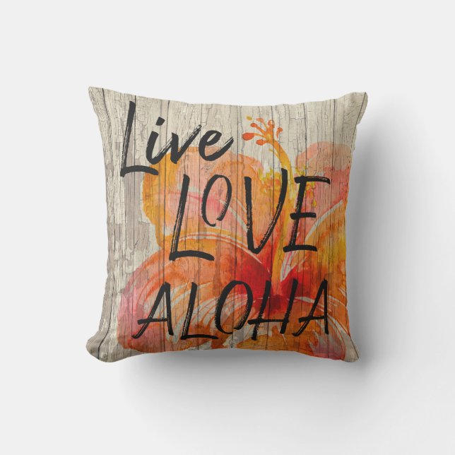 Coussin Signe vivant de plage de ketmie d'amour Aloha (Recto)