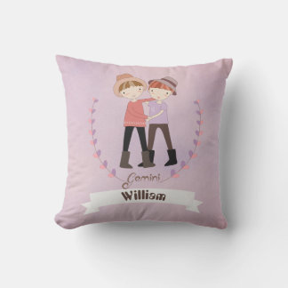 Coussin SIGNE Zodiaque Gemini Garçon Ajouter Un Nom Jeter 
