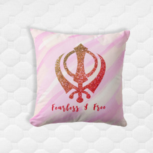 Coussin Sikh Khanda "Sans peur et libre"