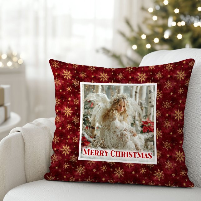 Coussin Silent Angel Red Gold Christmas Gift Pillow (Silent Angel Red Gold Christmas Gift Pillow)