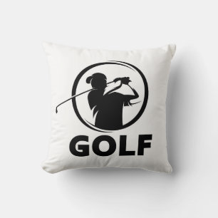Coussin Silhouette à aile de golf noir et blanc