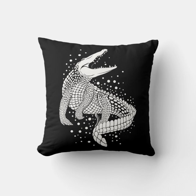 Coussin Silhouette blanche d'animal - Crocodile (Recto)