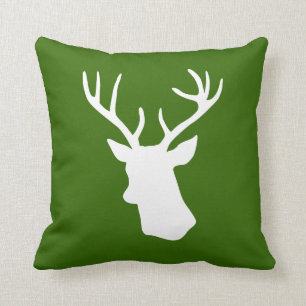 Coussin Silhouette blanche de tête de cerfs communs - ver