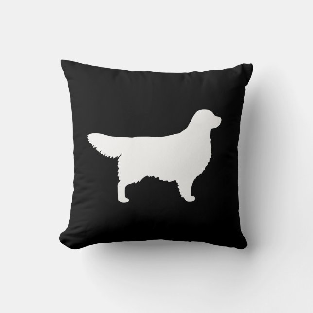 Coussin Silhouette blanche Golden Retriever (Recto)