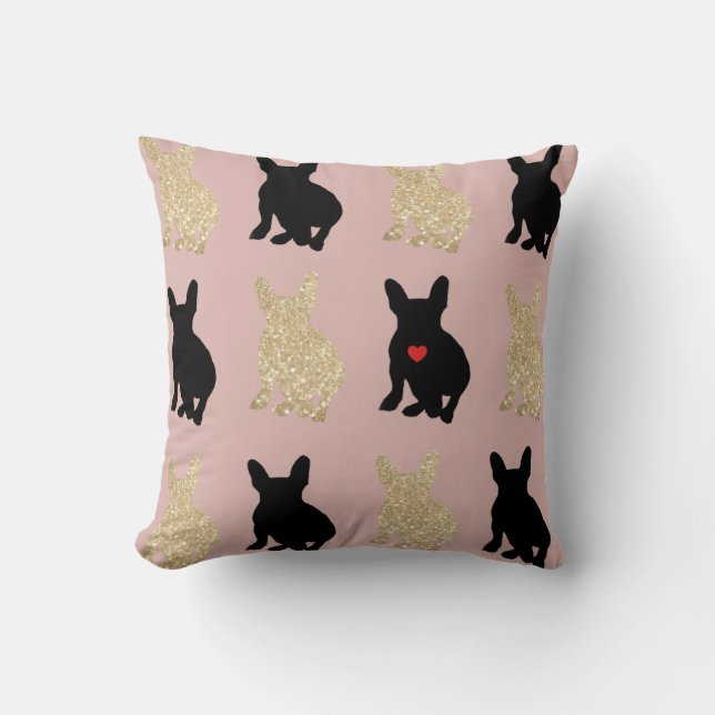 Coussin Silhouette d'amour de Frenchie (Recto)