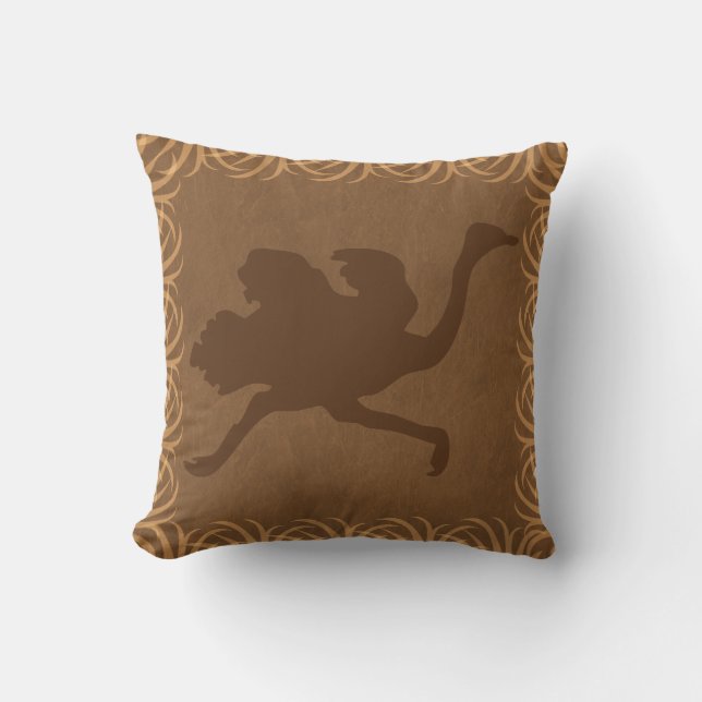 Coussin Silhouette d'autruche de thème de safari (émeu) (Recto)