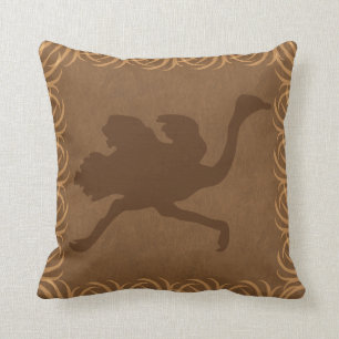 Coussin Silhouette d'autruche de thème de safari (émeu)