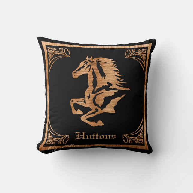 COUSSIN SILHOUETTE DE CHEVAL EN BOIS CLASSE (Recto)