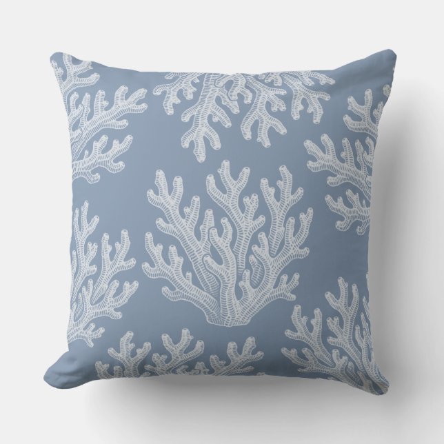 Coussin Silhouette de corail marin | Bleu argenté (Recto)