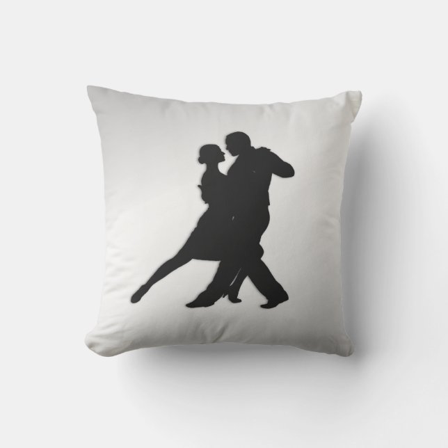Coussin Silhouette de danseurs de Tango 2 Argent (Recto)