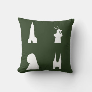 Coussin Silhouette de Delft sur vert