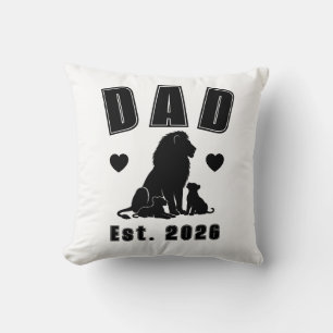 Coussin Silhouette de Lionceau Nouveau Papa Année d'Est