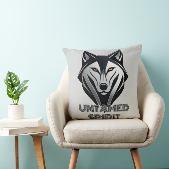 Coussin Silhouette de loup monochrome dans un style Abstra (Chaise)